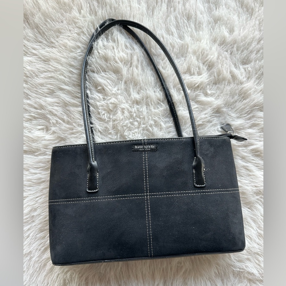 Vintage Kate Spade Black Suede 90’s Y2K Shoulder Bag some damaged to handle - Picture 15 of 16